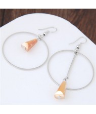 Crystal Waterdrop Decorated Hoop Fashion Asymmetric Earrings - Champagne