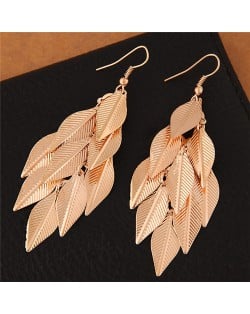 High Fashion Leaves Dangling Alloy Fashion Earrings - Golden