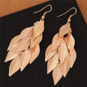 High Fashion Leaves Dangling Alloy Fashion Earrings - Golden