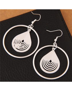 Graceful Waterdrop Inlaid Hoop Fashion Stud Earrings