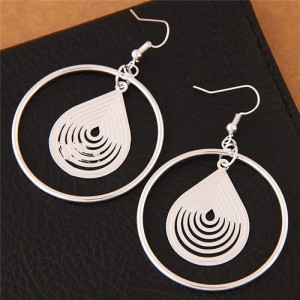 Graceful Waterdrop Inlaid Hoop Fashion Stud Earrings