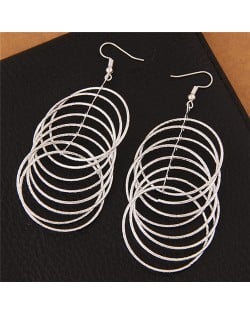 Multiple Linked Hoops Bold Fashion Earrings