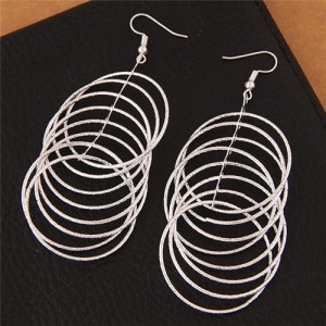 Multiple Linked Hoops Bold Fashion Earrings