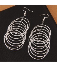 Multiple Linked Hoops Bold Fashion Earrings