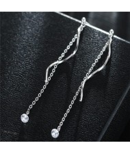 Spiral Decoration Dangling Cubic Zirconia Fashion Stud Earrings
