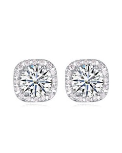 Shining Cubic Zirconia Elegant Princess Style Stud Earrings - White
