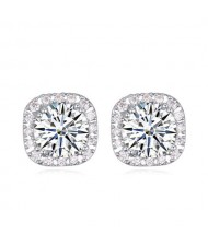 Shining Cubic Zirconia Elegant Princess Style Stud Earrings - White