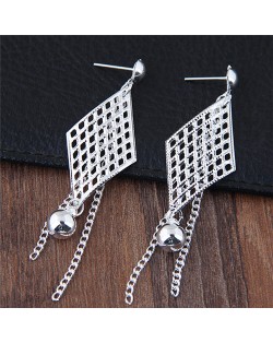 Hollow-out Rhombus with Tassel Design Fashion Stud Earrings