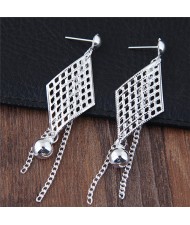 Hollow-out Rhombus with Tassel Design Fashion Stud Earrings