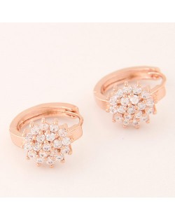 Luxurious Cubic Zirconia Sweet Flower Korean Fashion Ear Clips - Rose Gold