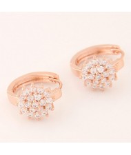 Luxurious Cubic Zirconia Sweet Flower Korean Fashion Ear Clips - Rose Gold