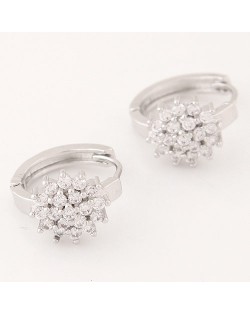 Luxurious Cubic Zirconia Sweet Flower Korean Fashion Ear Clips - Silver