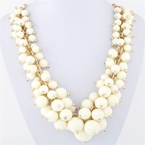 Grape Cluster Design Alloy Fashion Statement Necklace - White