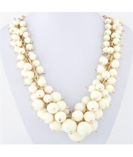 Grape Cluster Design Alloy Fashion Statement Necklace - White