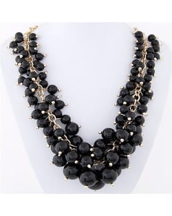 Grape Cluster Design Alloy Fashion Statement Necklace - Black