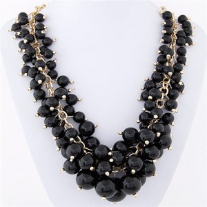 Grape Cluster Design Alloy Fashion Statement Necklace - Black