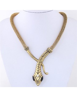 Vintage Snake High Fashion Statement Necklace - Golden
