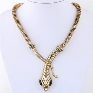 Vintage Snake High Fashion Statement Necklace - Golden