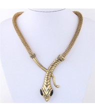 Vintage Snake High Fashion Statement Necklace - Golden