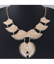 Linked Angel Wings Bold Fashion Statement Necklace - Golden