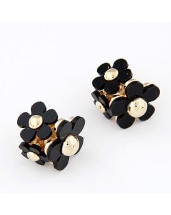 Korean Fashion Sweet Black Plum Blossom Ear Studs