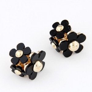 Korean Fashion Sweet Black Plum Blossom Ear Studs