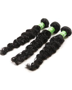 3 Bundles Deep Wave 100% Human Hair Brazilian Virgin Hair Weaves/ Wefts