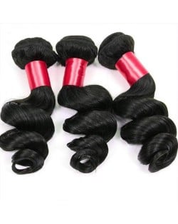 3 Bundles 100% Human Hair Loose Wave Brazilian Virgin Hair Weaves/ Wefts