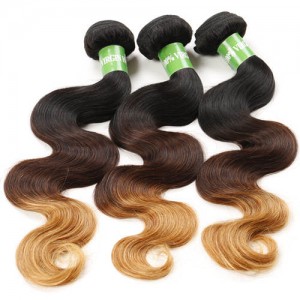 3 Bundles 100% Human Hair Body Wave Color T1B/4/27 Brazilian Virgin Hair Weaves/ Wefts