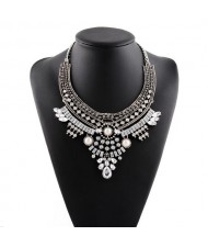 Graceful Rhinestone and Gems Waterdrops Design Women Collar Fashion Necklace