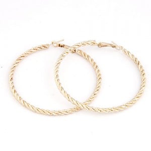 Fashion Twisted Big Hoop Earrings - Golden