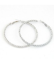 Fashion Twisted Big Hoop Earrings - Silver