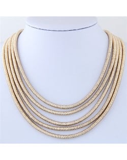 High Fashion Multi-layers with Magnetic Lock Rope Costume Necklace - Golden