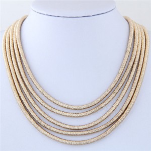 High Fashion Multi-layers with Magnetic Lock Rope Costume Necklace - Golden