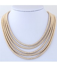 High Fashion Multi-layers with Magnetic Lock Rope Costume Necklace - Golden