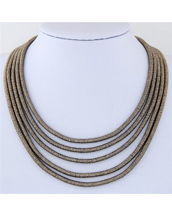High Fashion Multi-layers with Magnetic Lock Rope Costume Necklace - Blackish Golden