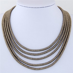 High Fashion Multi-layers with Magnetic Lock Rope Costume Necklace - Blackish Golden