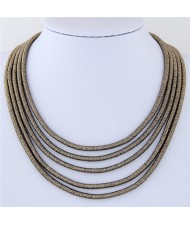 High Fashion Multi-layers with Magnetic Lock Rope Costume Necklace - Blackish Golden