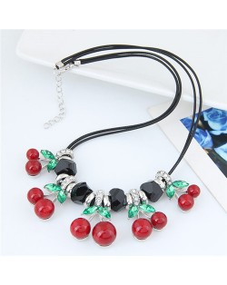 Cherry Decorated High Fashion Rope Costume Necklace
