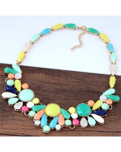 Summer Fashion Candy Colors Gem Short Costume Necklace