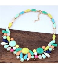 Summer Fashion Candy Colors Gem Short Costume Necklace