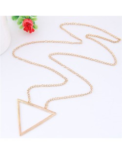 Simple Triangle Pendant Long Chain Fashion Necklace - Golden