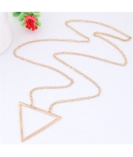 Simple Triangle Pendant Long Chain Fashion Necklace - Golden
