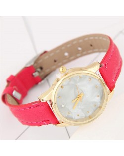 Plain Marble Texture Dial Fashion Wristband Watch - Rose