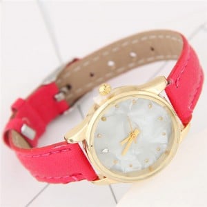 Plain Marble Texture Dial Fashion Wristband Watch - Rose