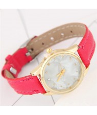 Plain Marble Texture Dial Fashion Wristband Watch - Rose