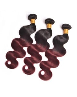 3 Pieces 100% Human Hair Body Wave Burgundy Color 1B/99J Ombre Brazilian Virgin Hair Weaves/ Wefts