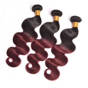 3 Pieces 100% Human Hair Body Wave Burgundy Color 1B/99J Ombre Brazilian Virgin Hair Weaves/ Wefts