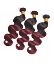 3 Pieces 100% Human Hair Body Wave Burgundy Color 1B/99J Ombre Brazilian Virgin Hair Weaves/ Wefts