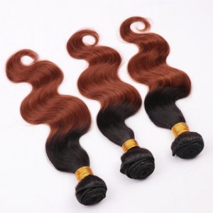 3 Pieces 100% Human Hair Color 1B/30 Body Wave Ombre Brazilian Virgin Hair Weaves/ Wefts